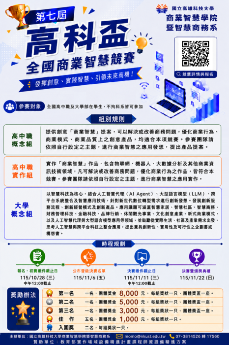 國立高雄科技大學辦理第七屆高科盃全國商業智慧競賽圖片